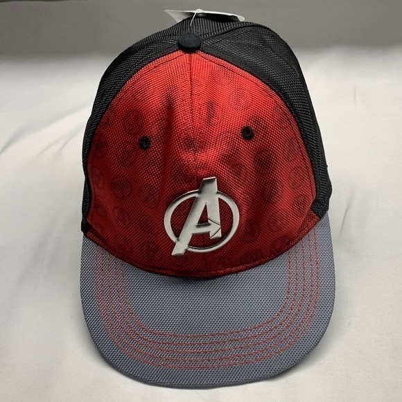 DISNEY Marvel Avengers Baseball Cap Hat M/L Size 7-10 Black/Red/ Silver NWT - Picture 1 of 7